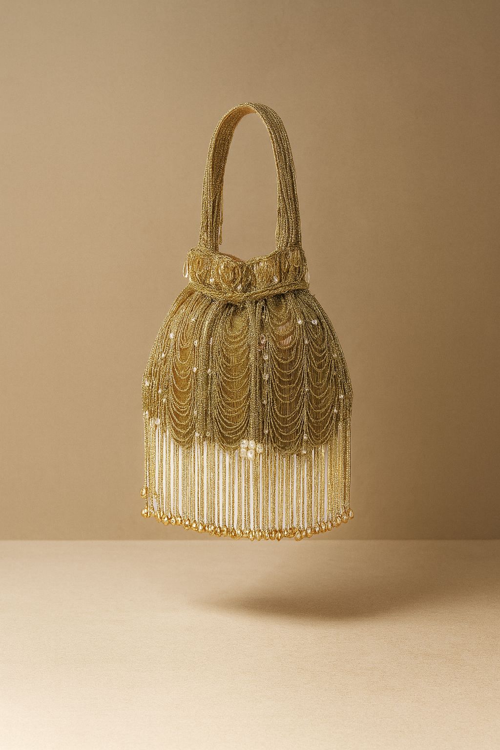 Gold fringe potli