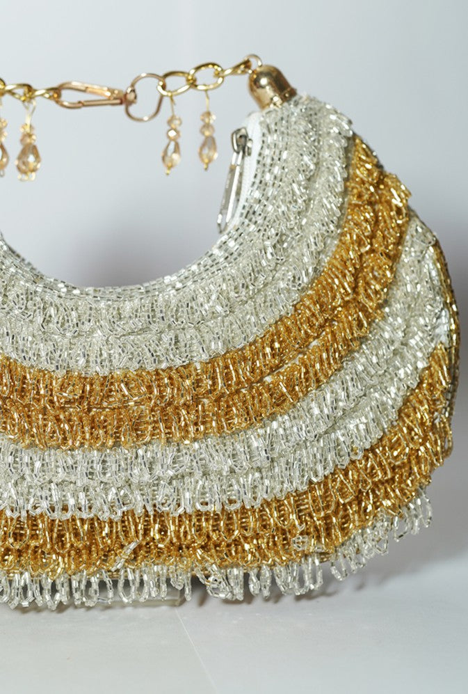 Gold silver Chandrama clutch