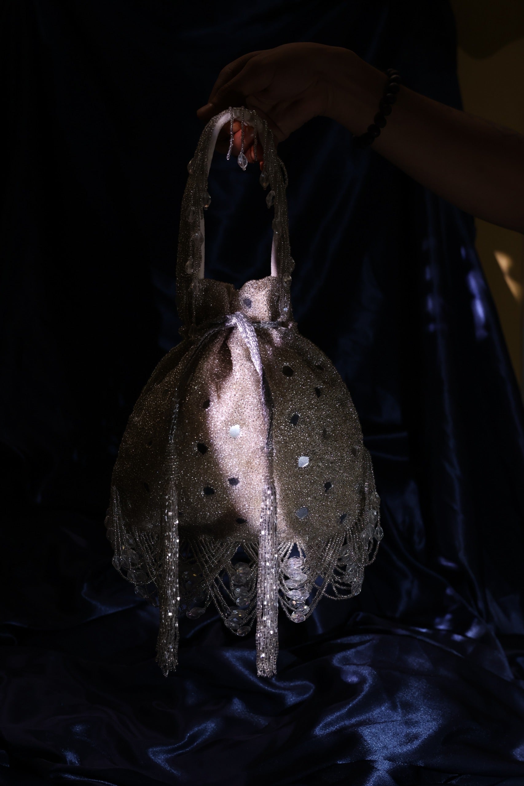 Shisha silver potli bag