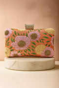 Floral Embroidered Box Clutch