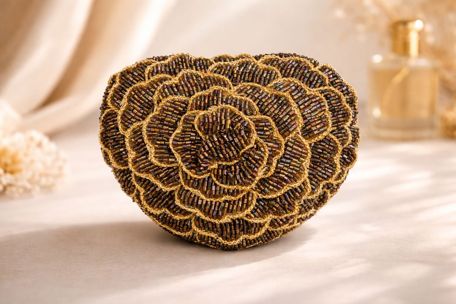 Luxe Rosette Heart Clutch