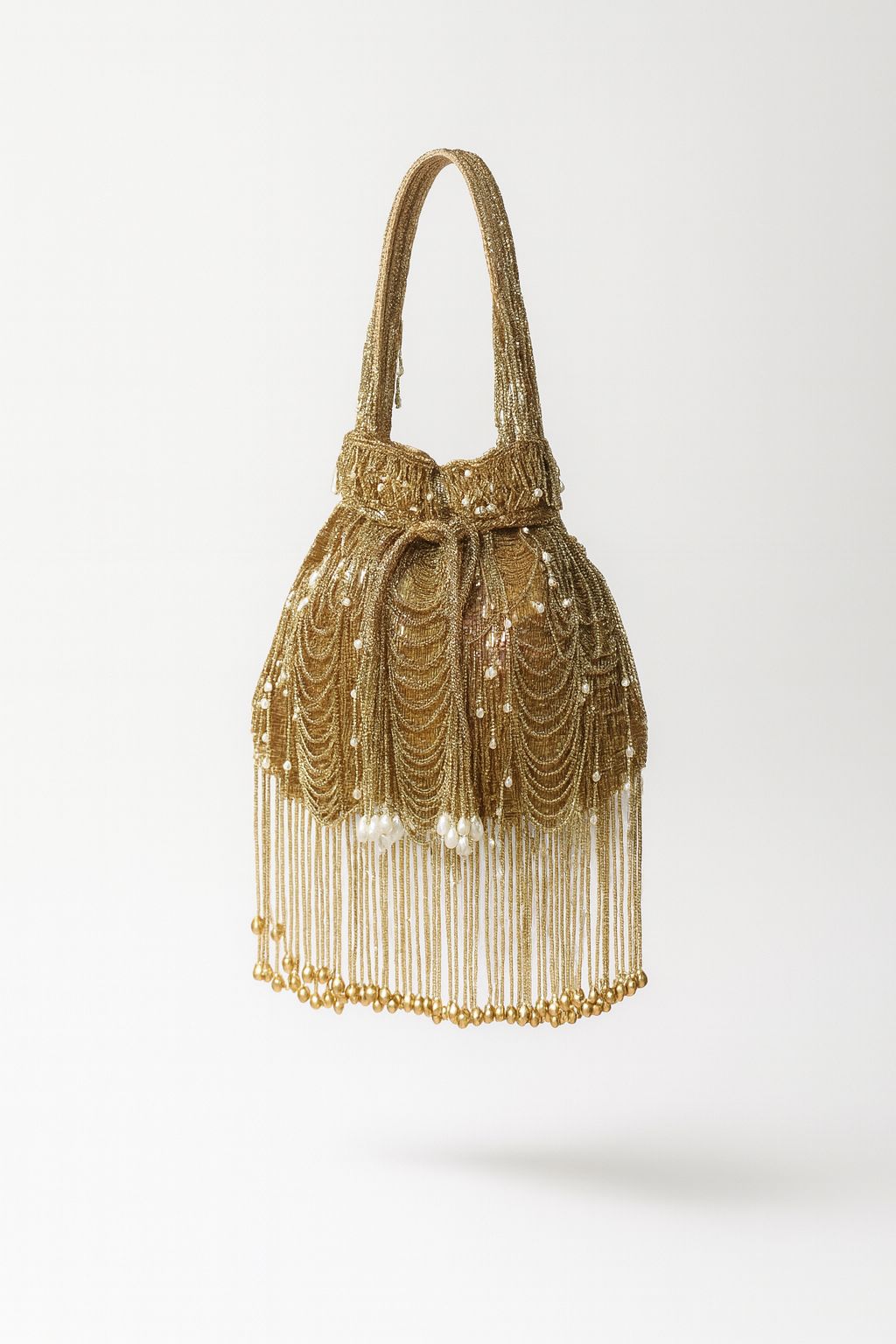 Gold fringe potli