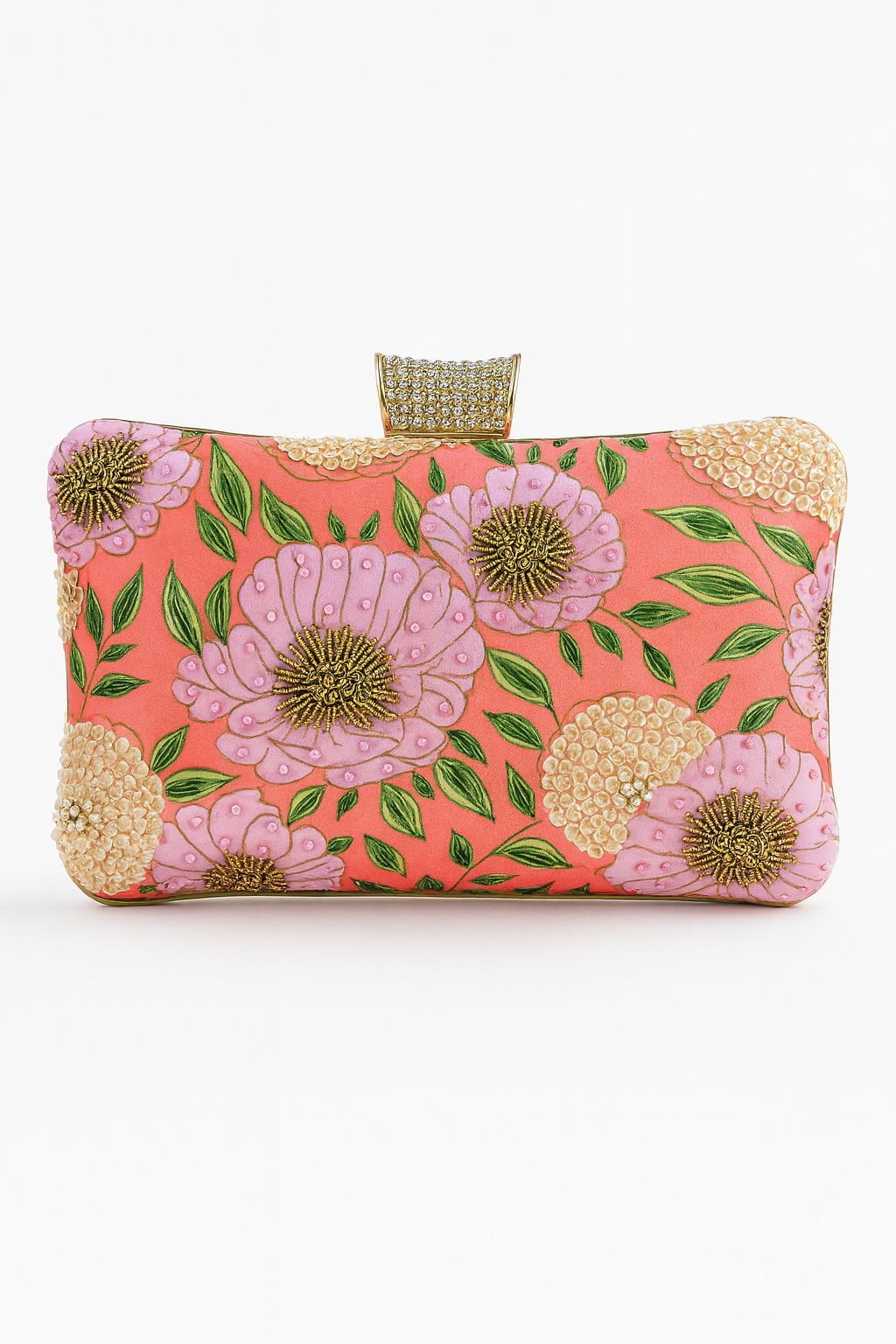 Floral Embroidered Box Clutch
