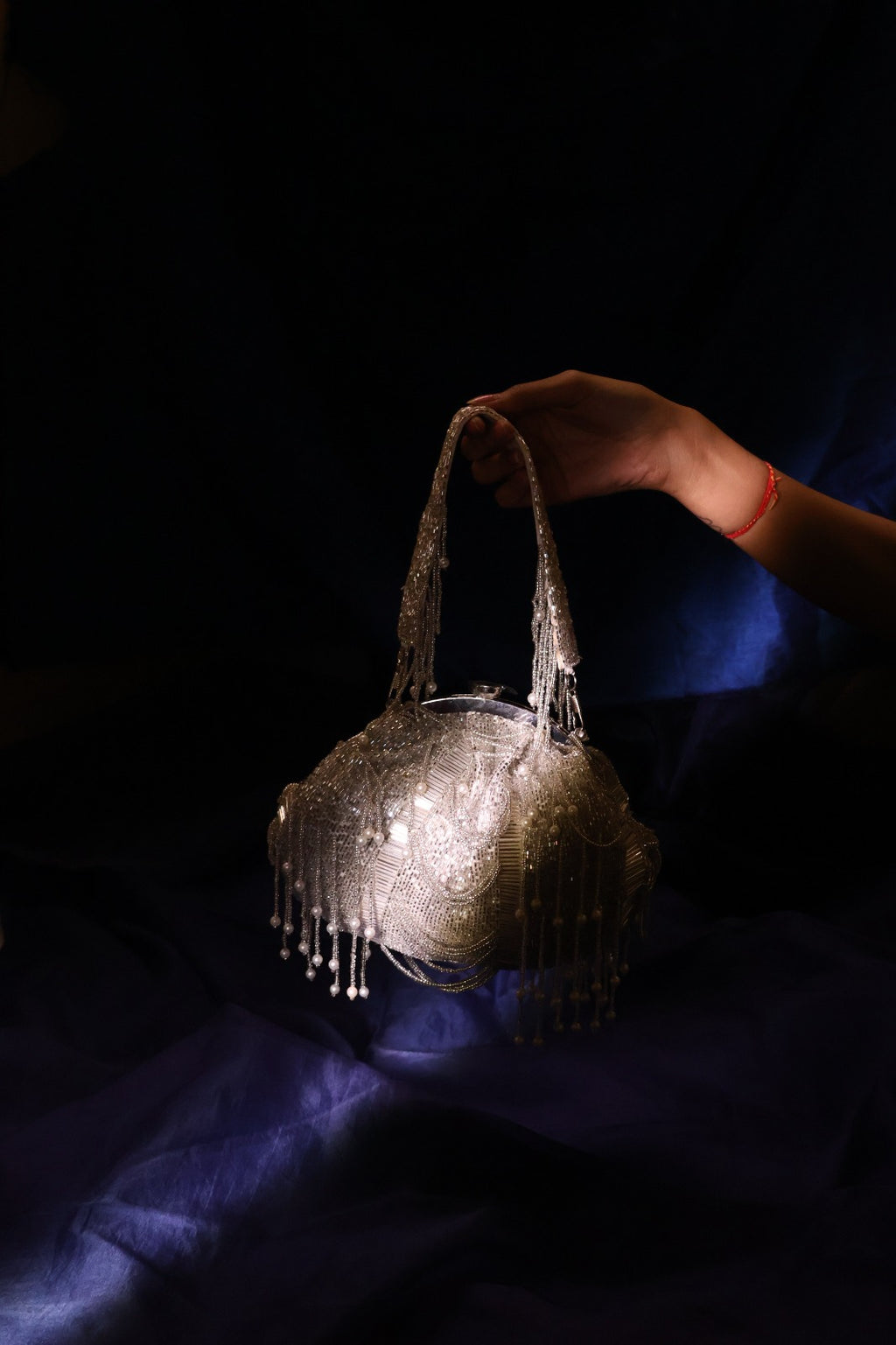 Sliver Crystal Cascade clutch
