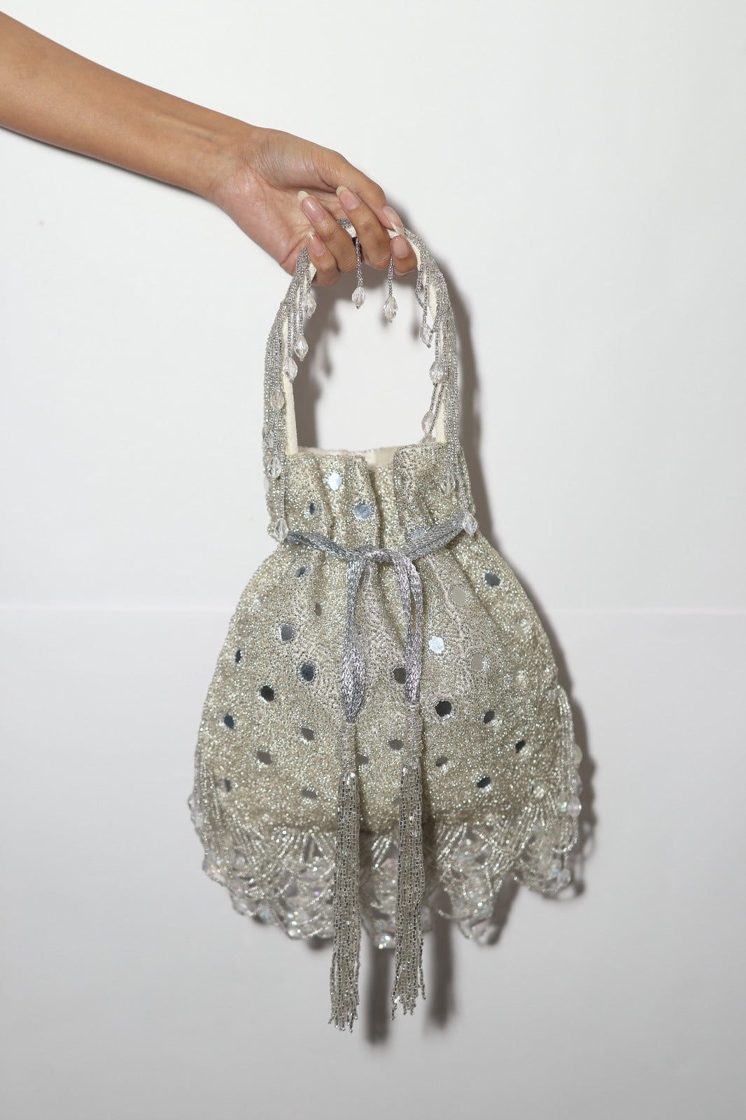 Shisha silver potli bag