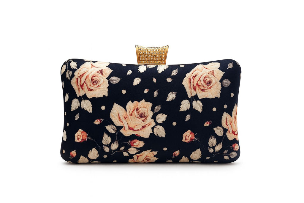 Floral Embroidered Box Clutch