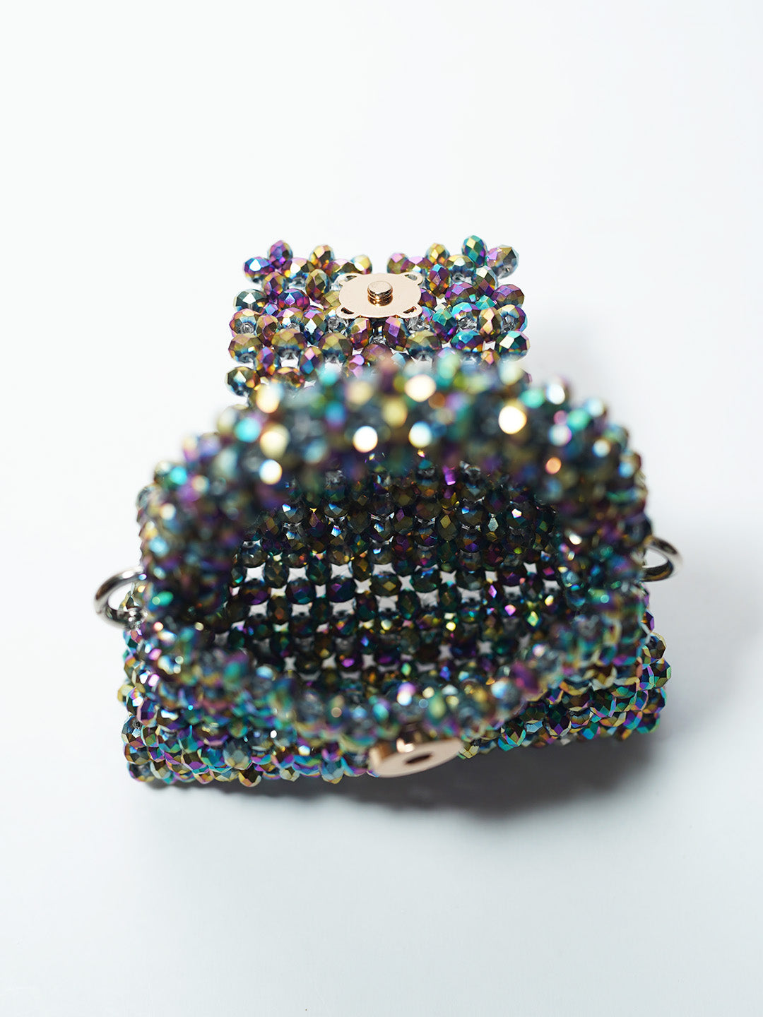 luxury crystal-beaded mini handbag