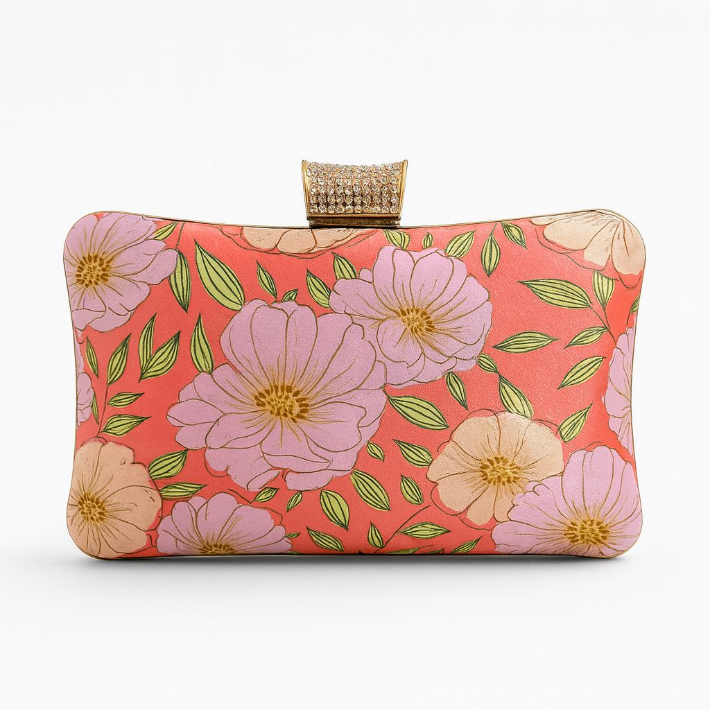 Floral Embroidered Box Clutch