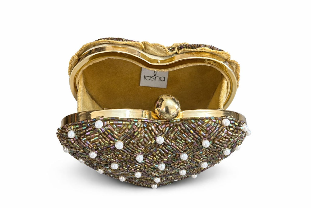 Luxe Rosette Heart Clutch