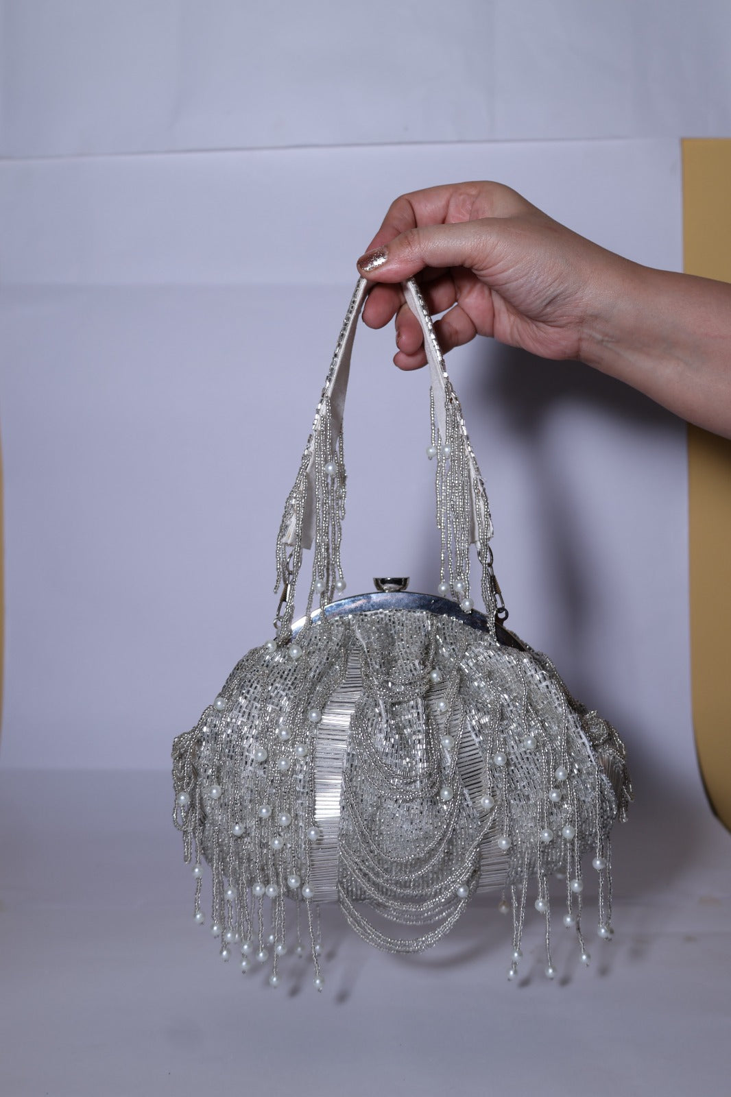 Sliver Crystal Cascade clutch