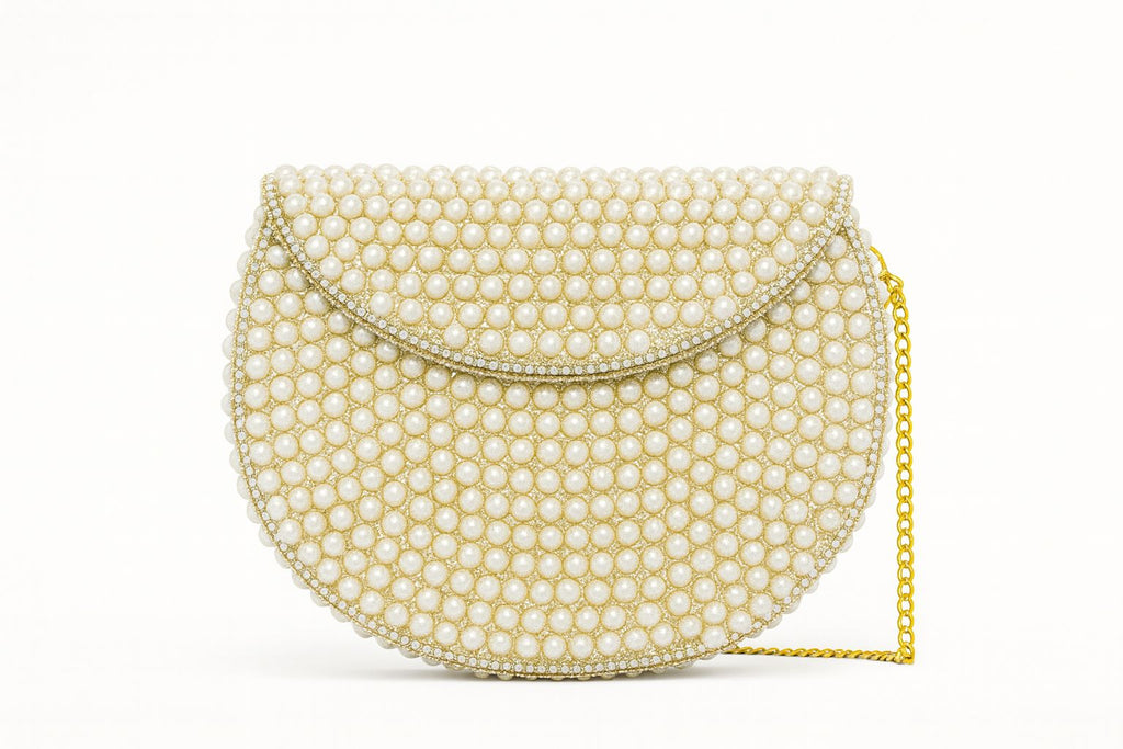 Peael Beaded Envelope Clutch
