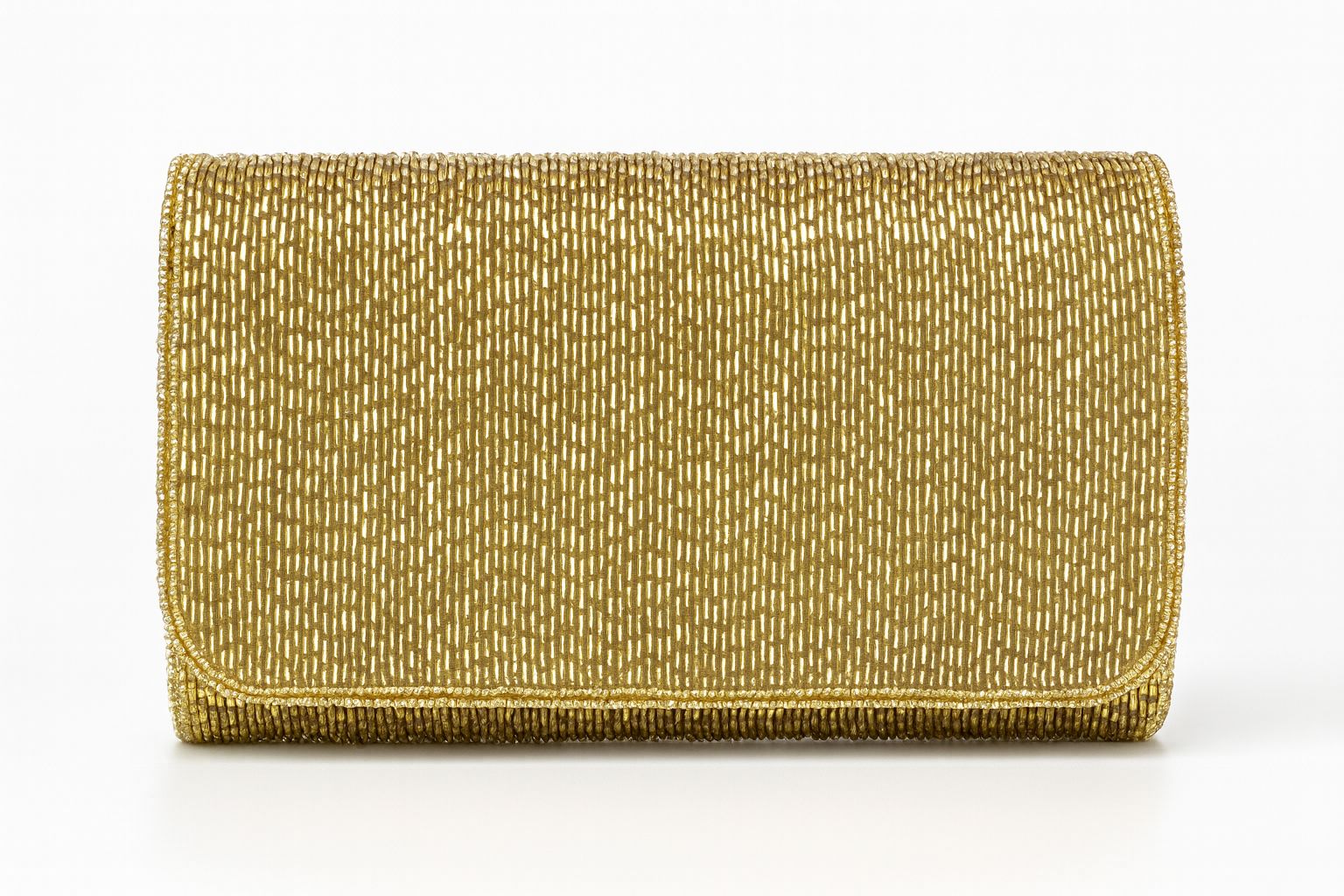 Golden Textured Envelope Clutch