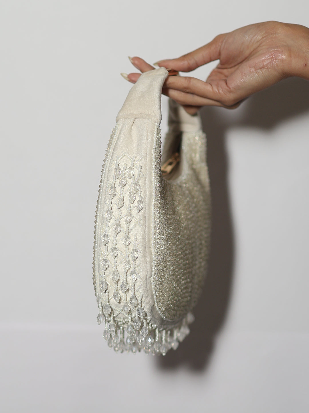Elegant Beaded Crescent Handbag