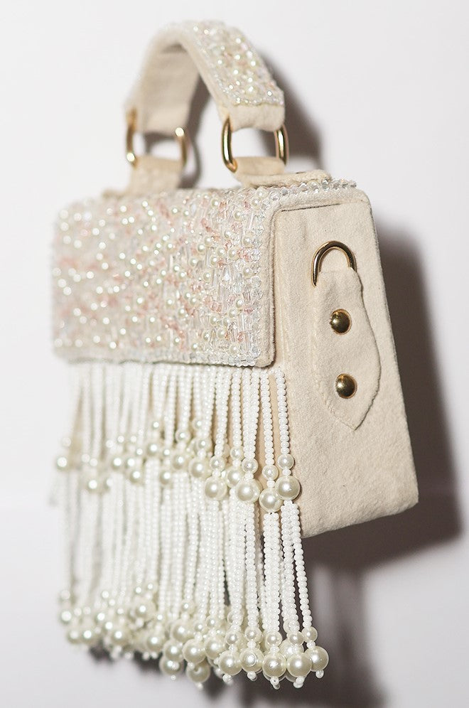 White crystal pearl Bags