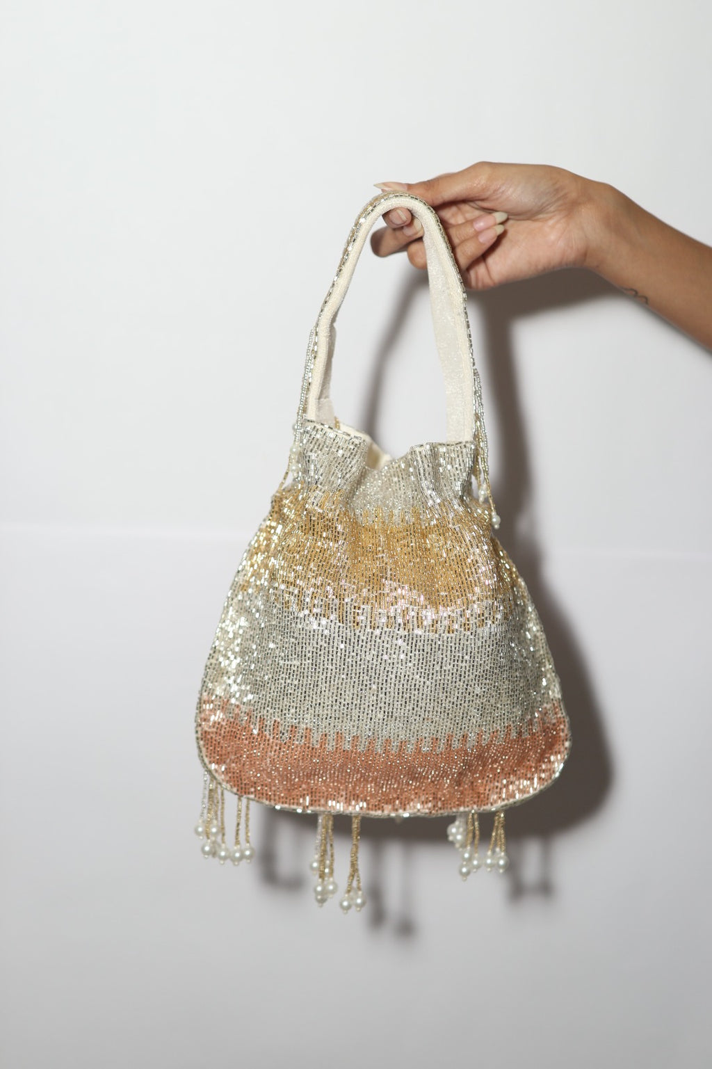 Embellished Crystal Fringe Potli Bag