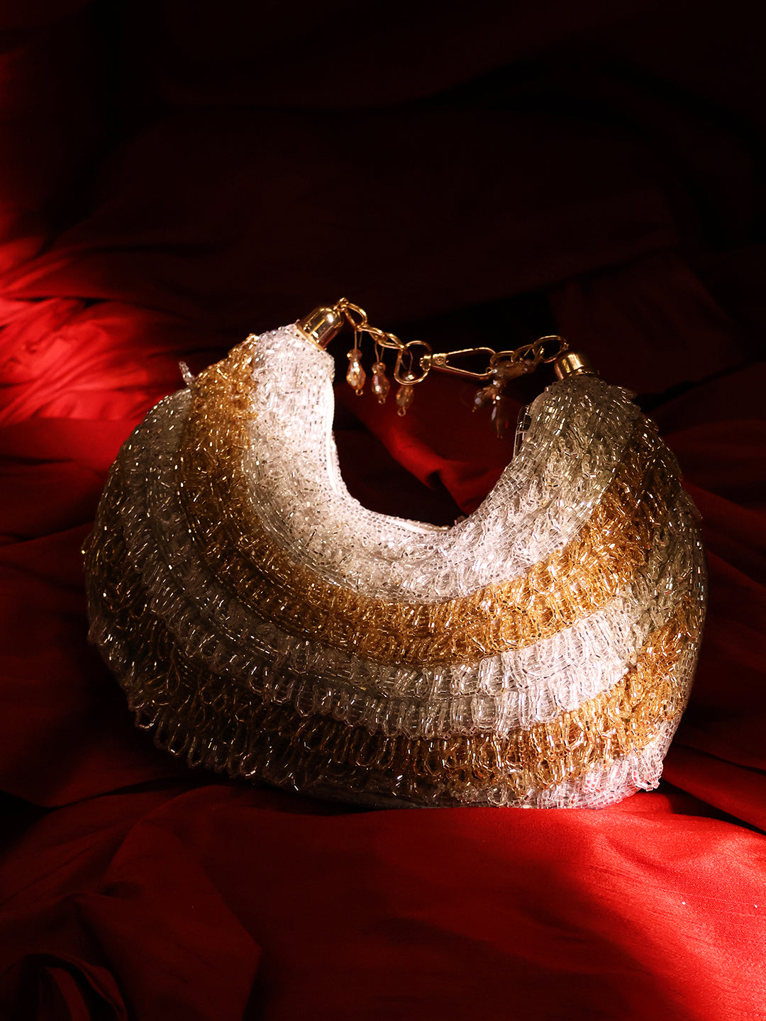 Gold silver Chandrama clutch