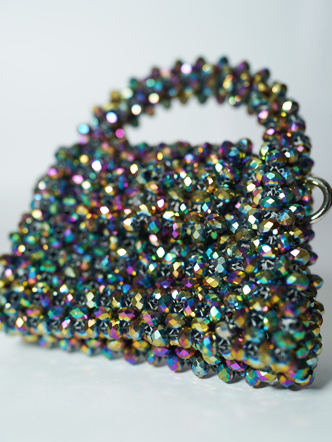 luxury crystal-beaded mini handbag