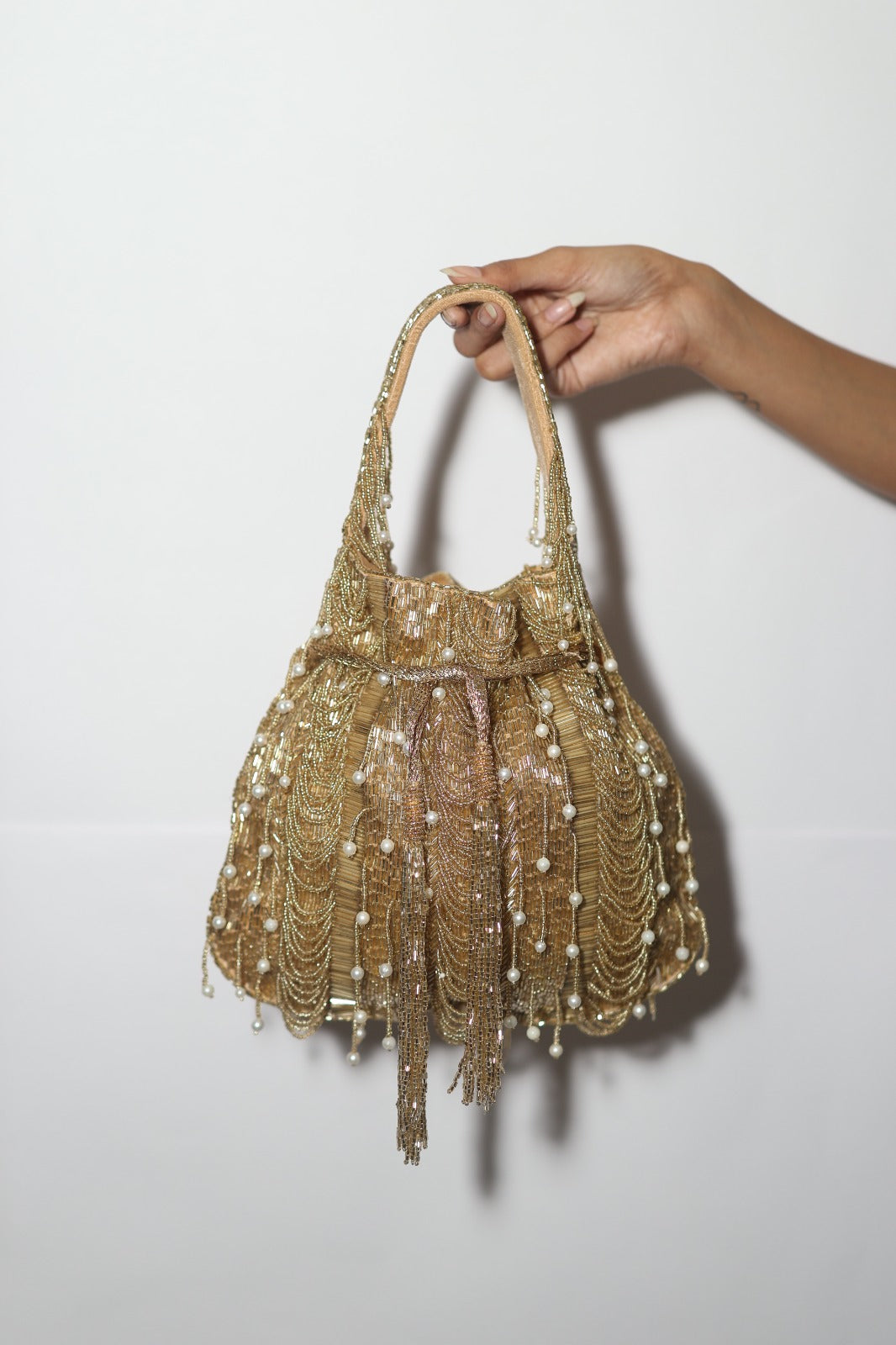 Beaded Pearl Fringe Potli Bag