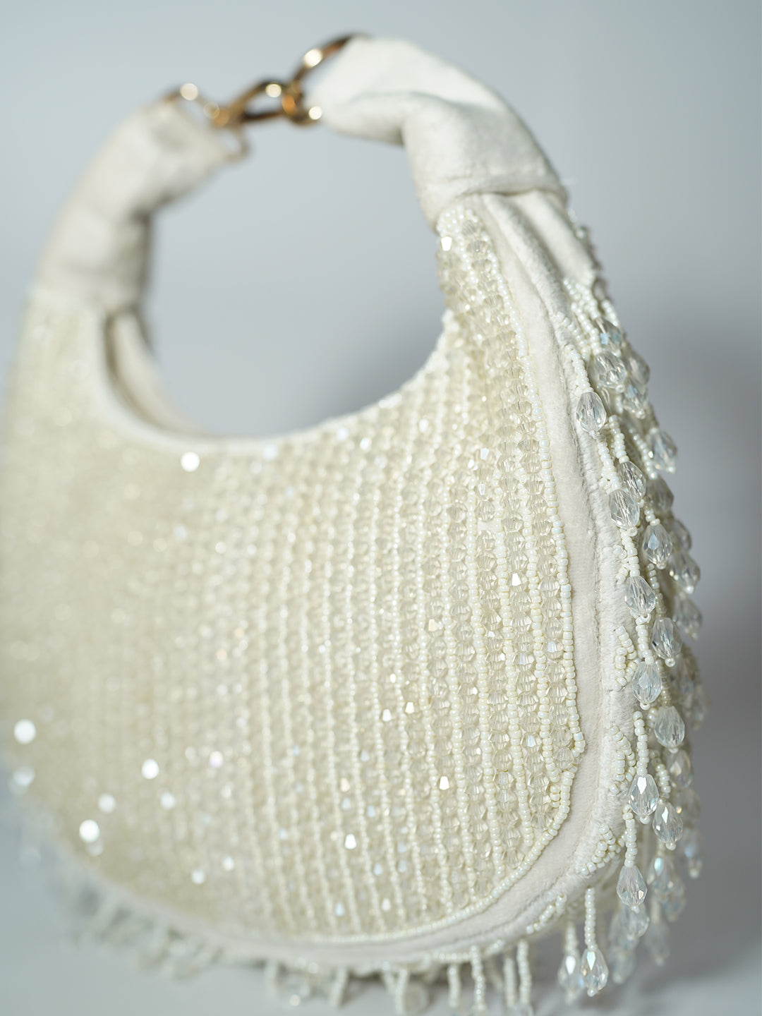 Elegant Beaded Crescent Handbag