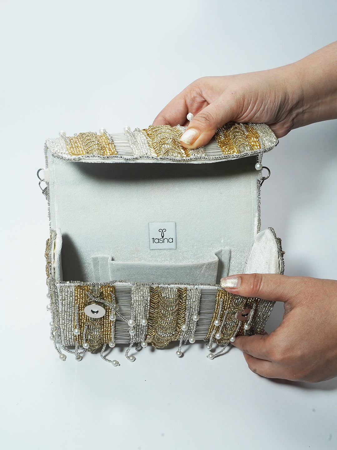 Minara silver gold clutch