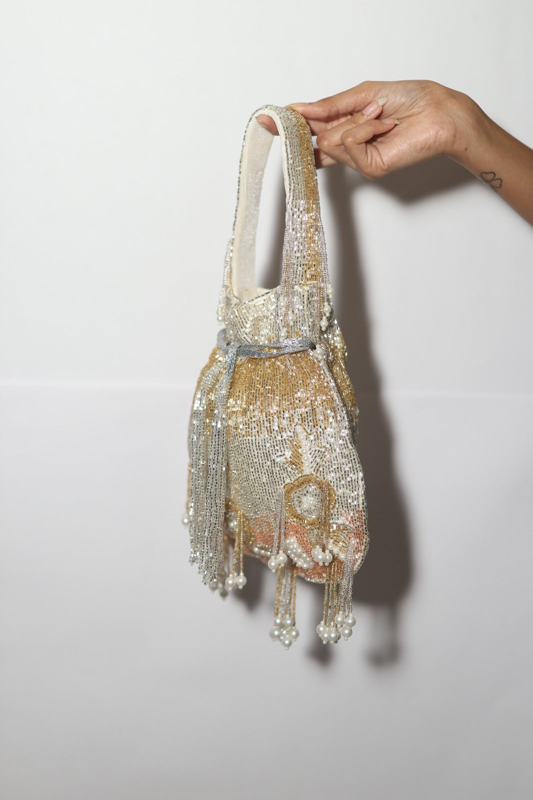 Embellished Crystal Fringe Potli Bag