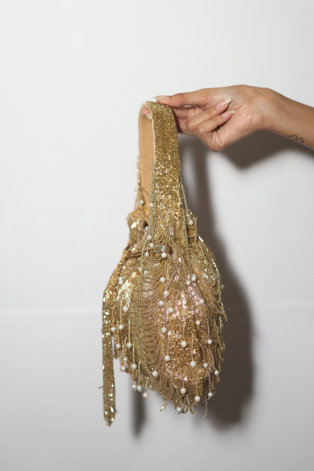 Beaded Pearl Fringe Potli Bag