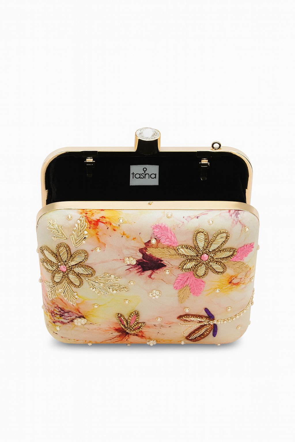 Floral Embroidered Box Clutch