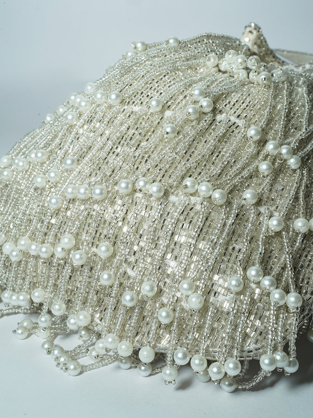 Silver Pearl Potli bag