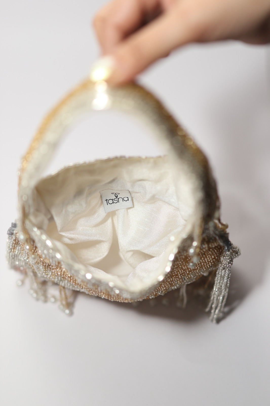 Embellished Crystal Fringe Potli Bag