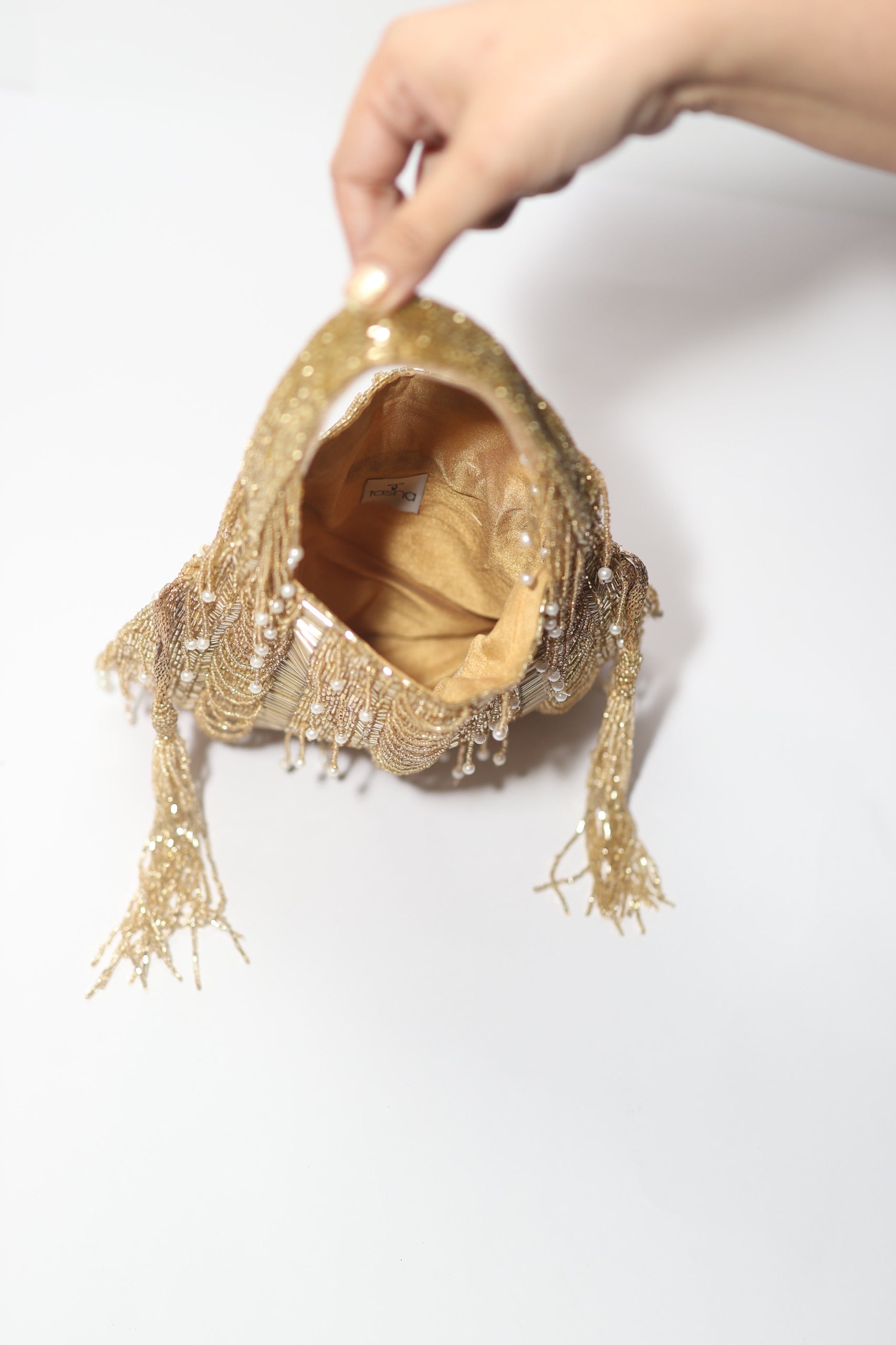 Beaded Pearl Fringe Potli Bag