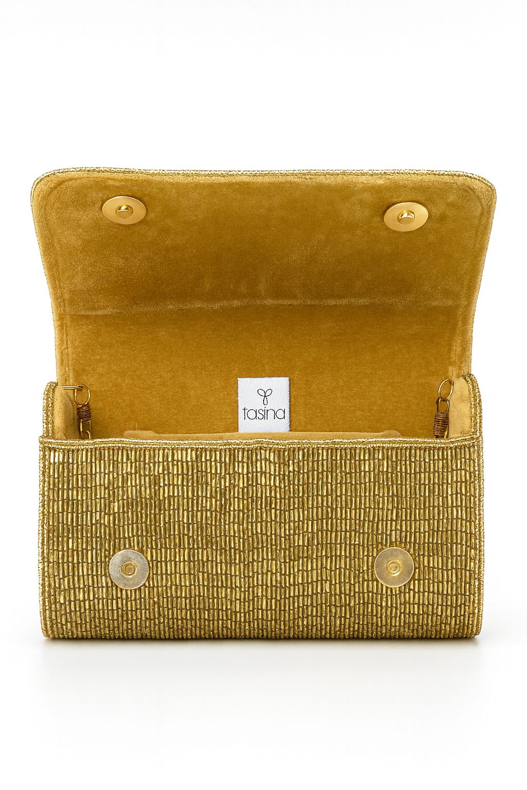 Golden Textured Envelope Clutch