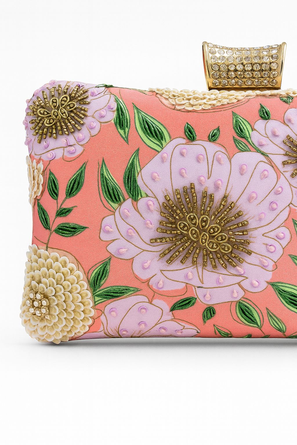 Floral Embroidered Box Clutch