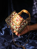 Red green Floral Beaded Handbag