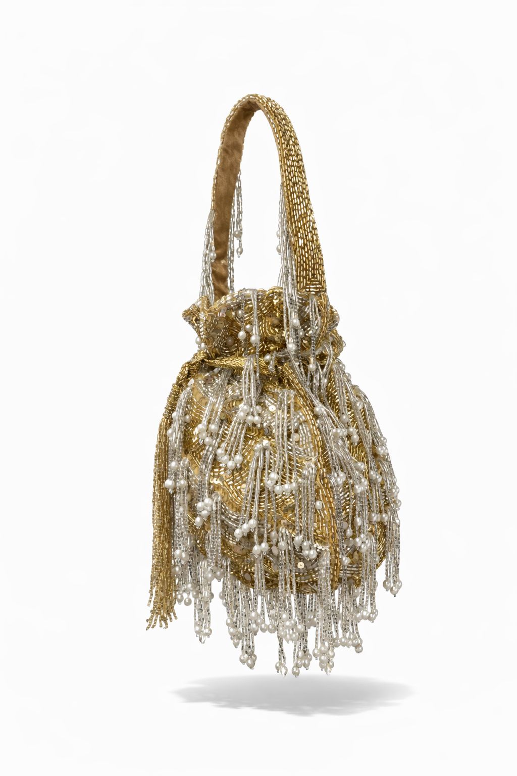Fringe pearl gold silver Potli