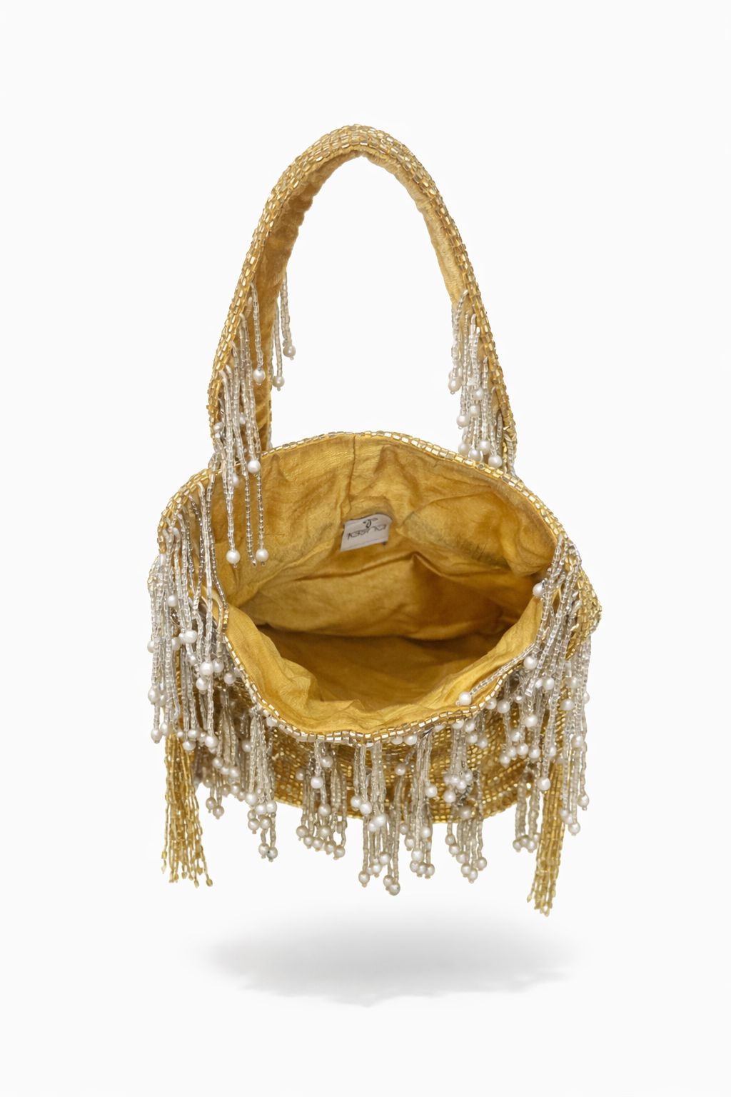 Fringe pearl gold silver Potli