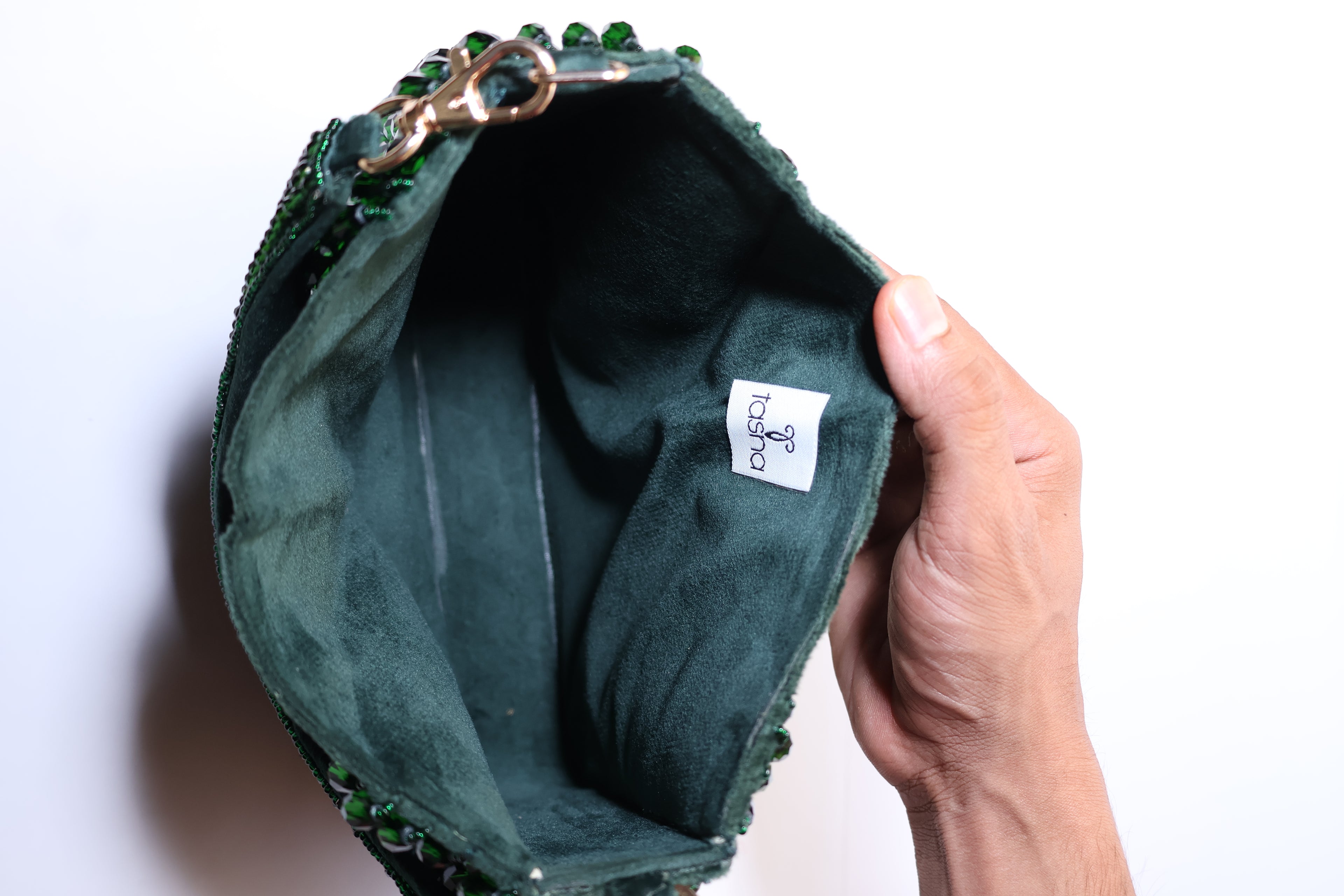 Green crystal potli bag