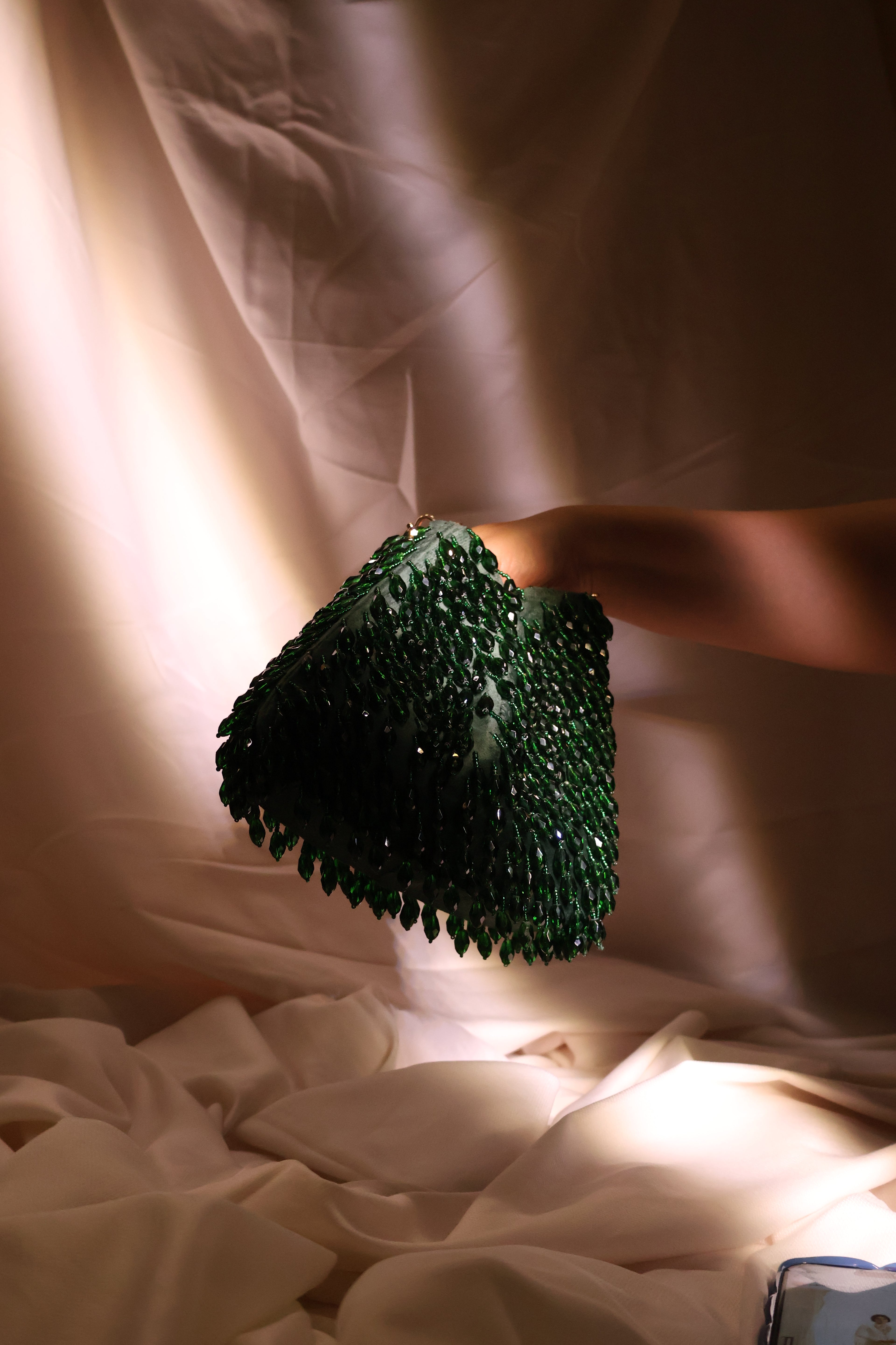 Green crystal potli bag