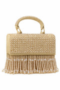 Aurélia Crystal Fringe Box Clutch – Champagne Gold